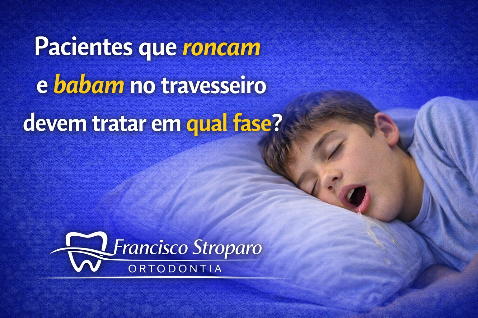 Criança roncando e babando no travesseiro durante o sono