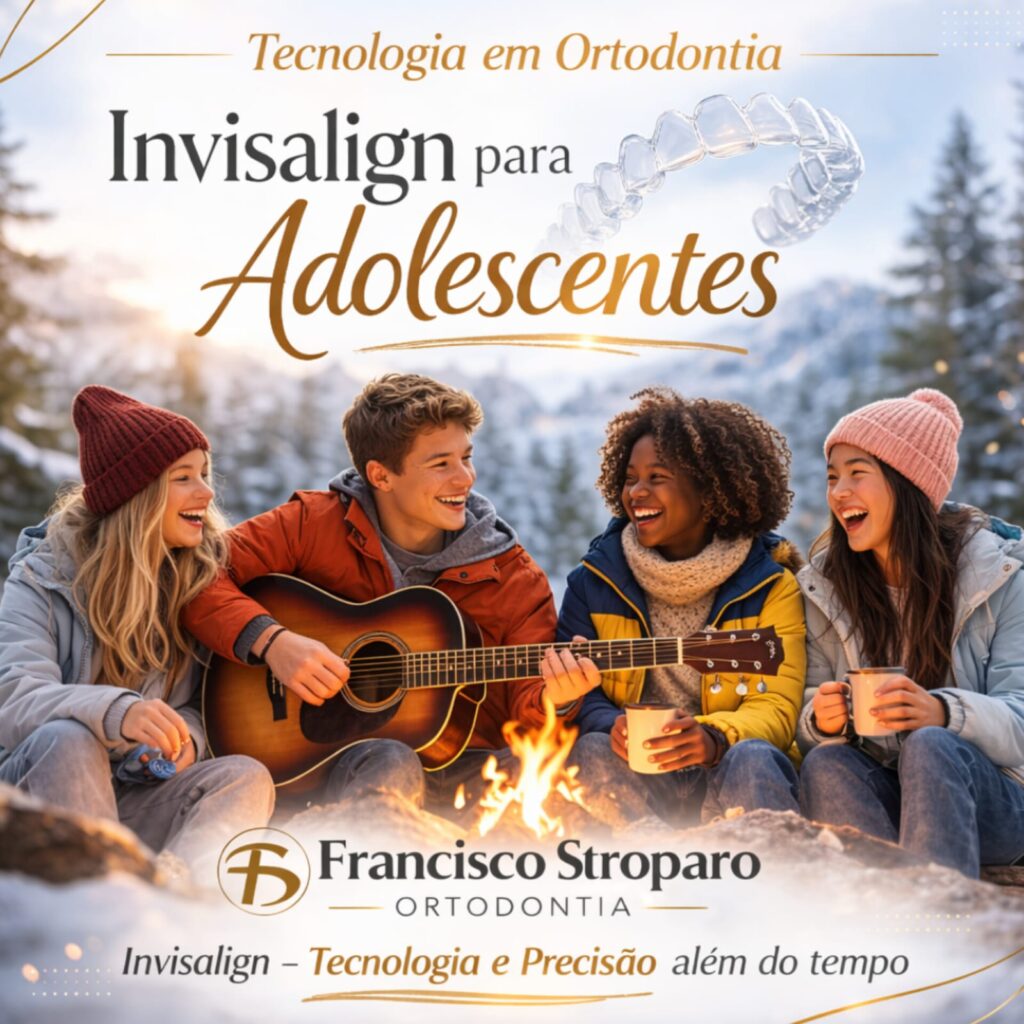 quarto adolescente sentados em um clinica frio em frente de uma fogueira, com um violão em mãos, sorrindo e cantando